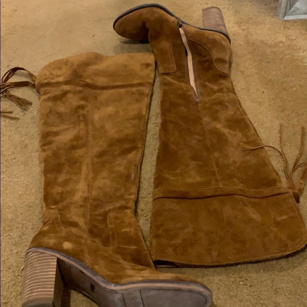 Franco Sarto Chestnut Suede Over the Knee Boot
